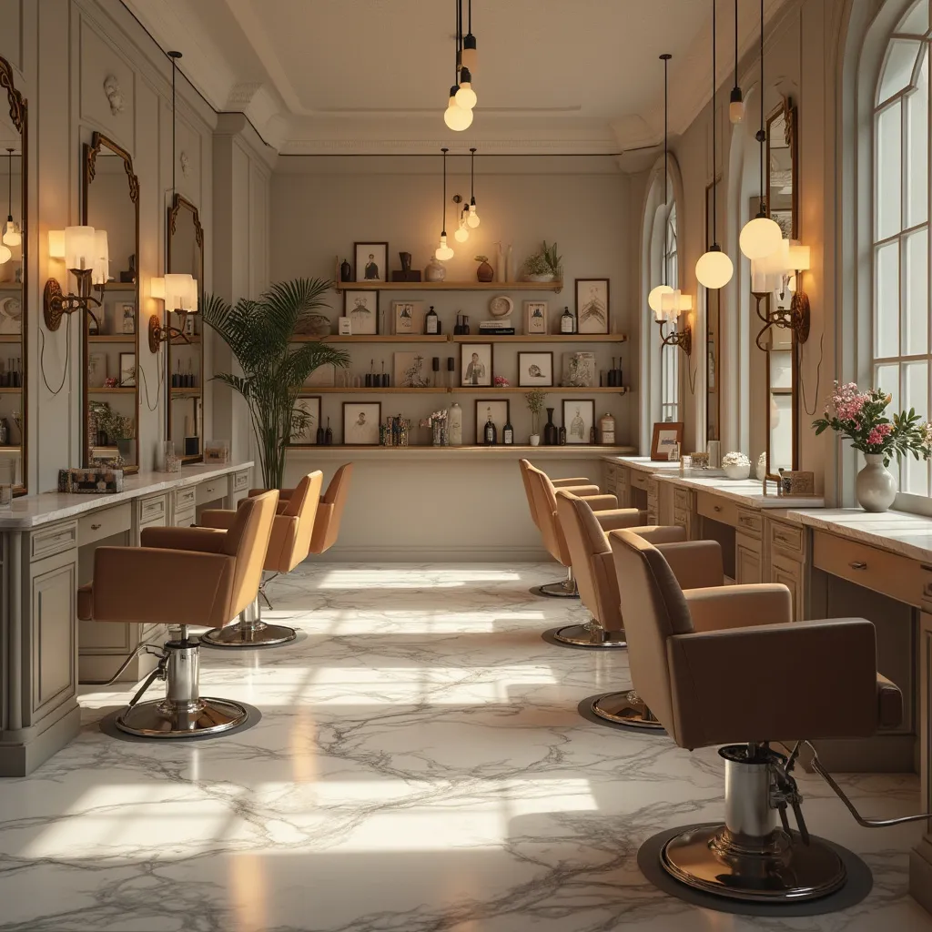 Equipo trabajando en salón futurista